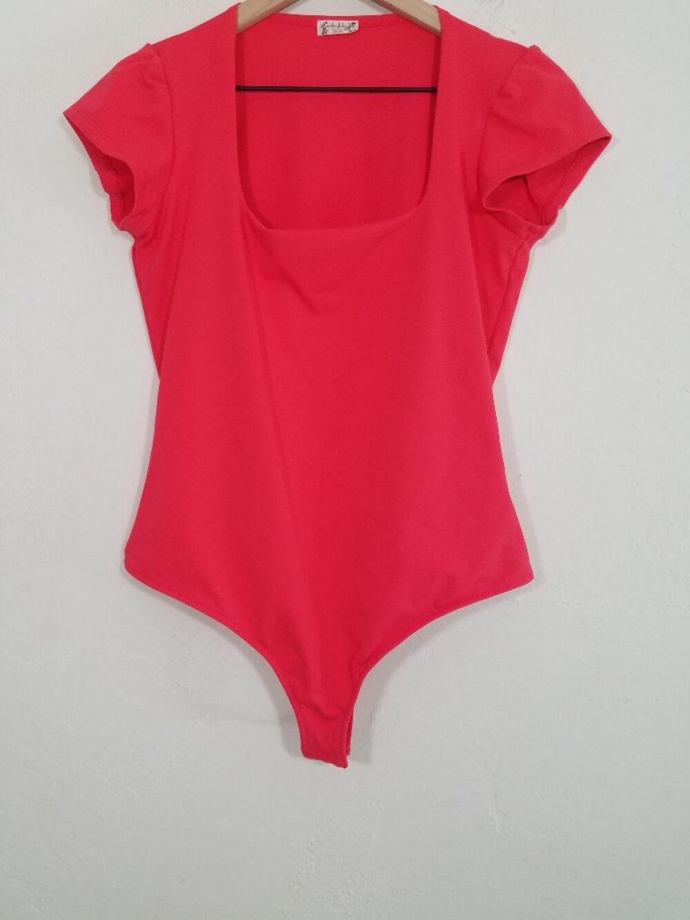 Intimately By Free People Square Neck Short Sleeve Bodysuit Red Size L